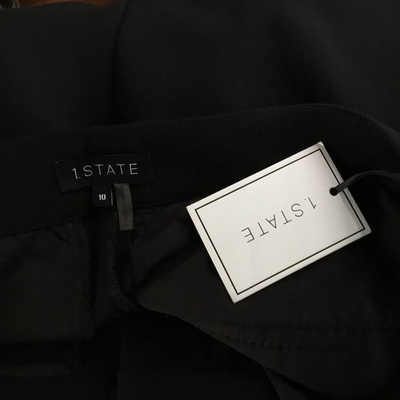 1.STATE Pleated Wide Leg Pants Rich Black 10 - Picture 5 of 5